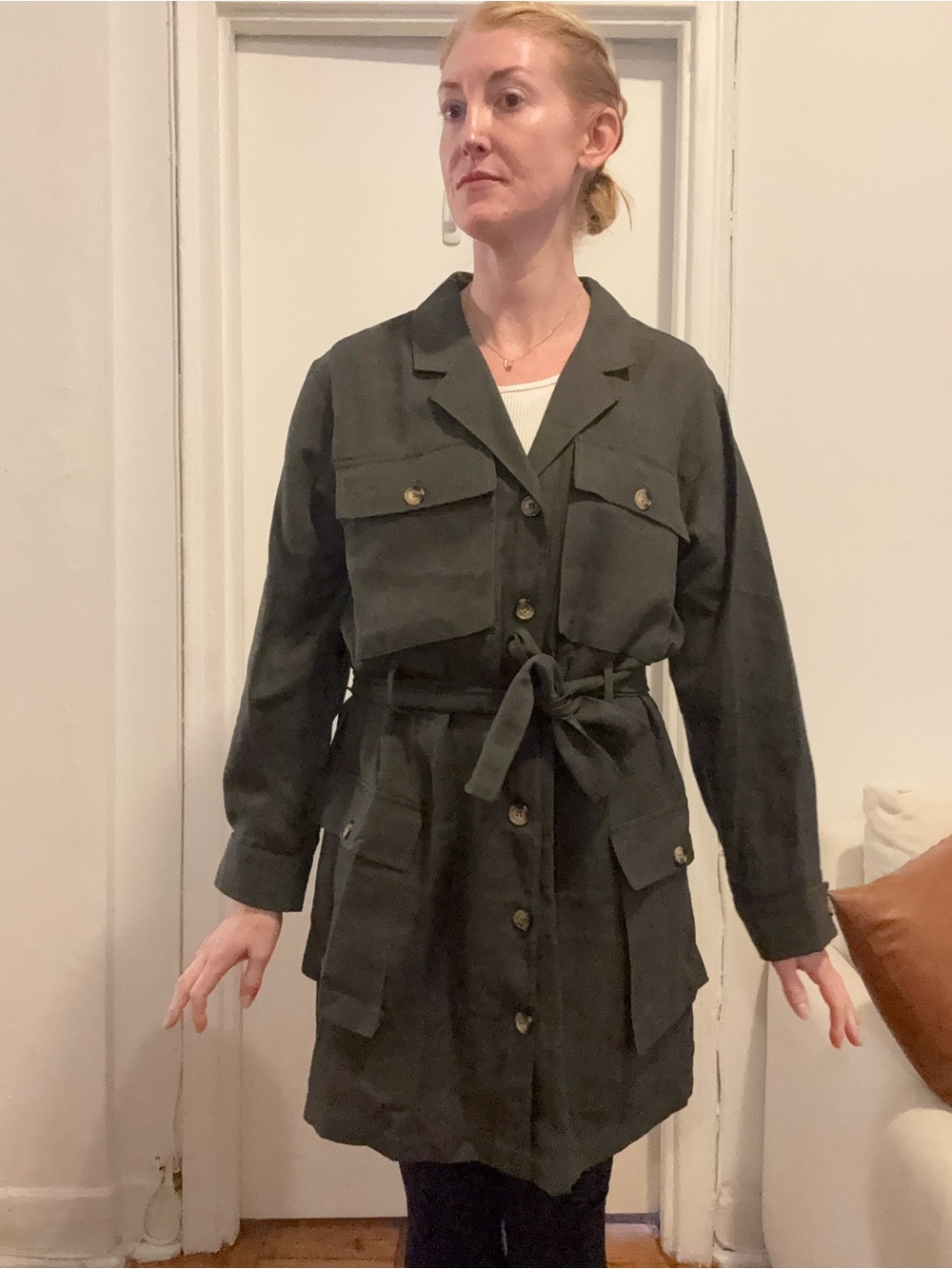 ANINE Bing Olive Utility Belted Dress - Women